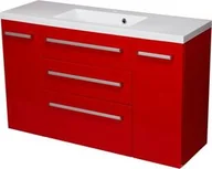 Szafki łazienkowe - Szafka łazienkowa czerwona 120cm FOKUS z umywalką - miniaturka - grafika 1