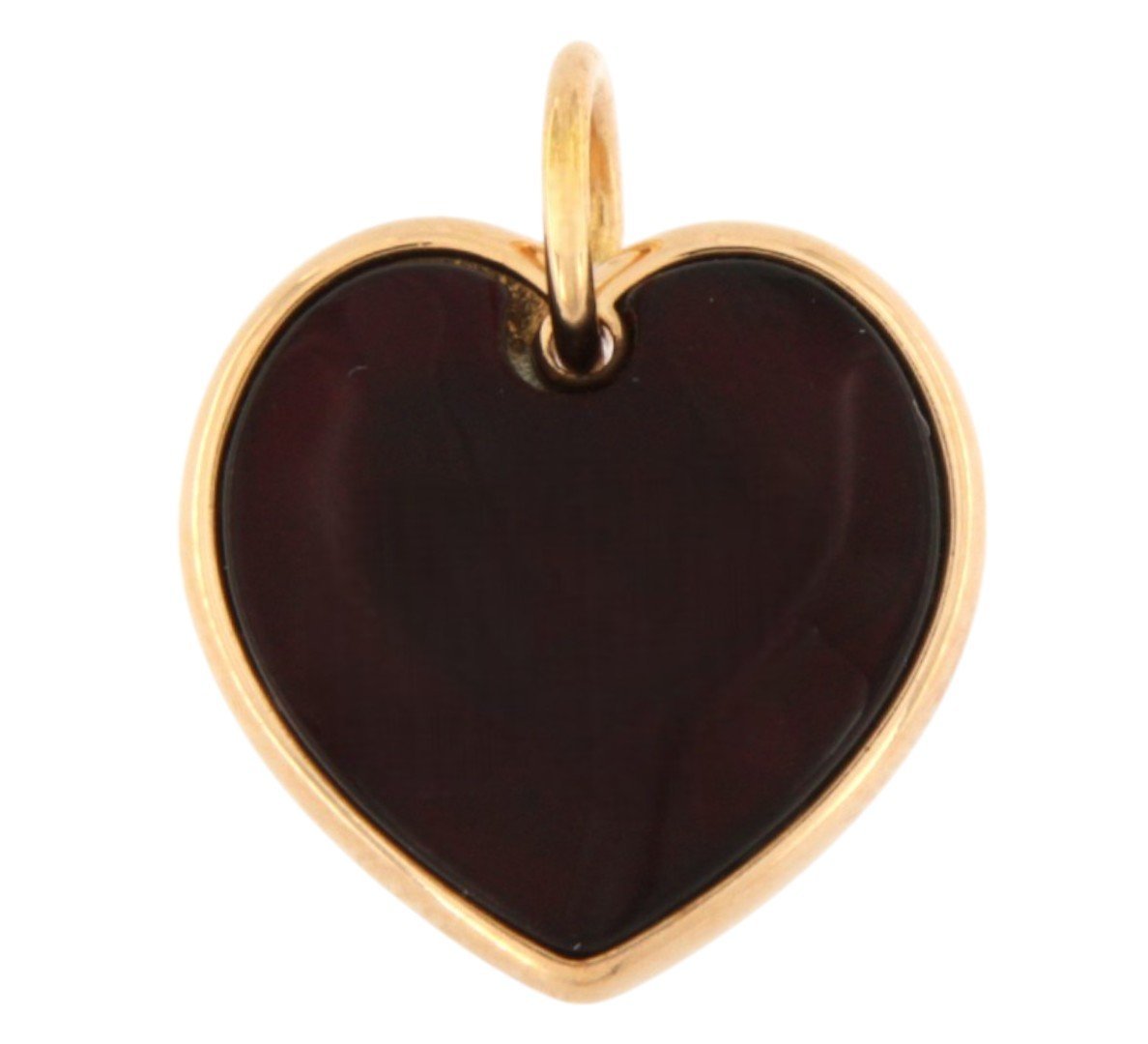 Zawieszka bursztynowe serce srebro 925 pozłacane - serduszko wiśniowe