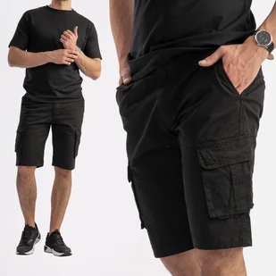 Spodenki Męskie Czarne Materiałowe Cienkie Bawełna 100% Czarny 32 - Spodenki męskie - miniaturka - grafika 1