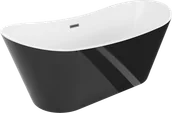 Wanny - Mexen Montana wanna wolnostojąca 170 x 80 cm, biała/czarna, przelew gun gray szczotkowany - 52011708075-66 - miniaturka - grafika 1