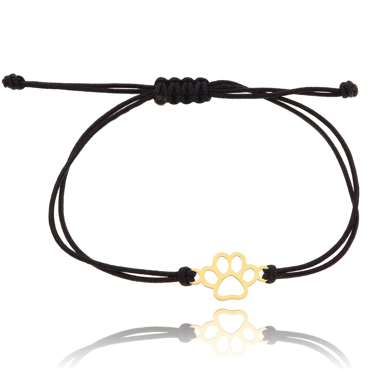 Bransoletka sznurek czarny łapka psa pr. 585