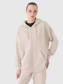 Bluzy damskie - 4F Bluza damska dresowa rozpinana z kapturem 4FRSS25TSWSF2152-83S Brązowy Roz. M - miniaturka - grafika 1