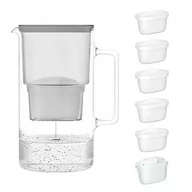 Dzbanki filtrujące - Wessper AquaMax Crystalline 2,5L Szary szklany dzbanek filtrujący z 6 wkładami - miniaturka - grafika 1