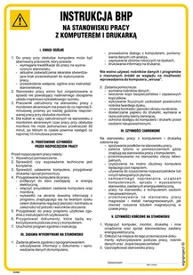 IAA05 INSTRUKCJA POSTĘPOWANIA NA STANOWISKU PRACY Z KOMPUTEREM I DRUKARKĄ, HN - PŁYTA ELASTYCZNA 0,4MM; (245X350MM) - Instrukcje stanowiskowe BHP - miniaturka - grafika 1