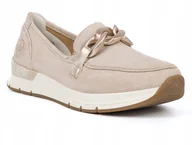 Mokasyny damskie - Mokasyny damskie RIEKER 58944-60 beżowe wygodne złota ozdoba r. 36 - miniaturka - grafika 1