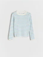 Swetry dla dziewczynek - Reserved - Sweter w paski - jasnoniebieski - miniaturka - grafika 1