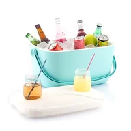 Lodówki turystyczne - InnovaGoods® Lodówka przenośna 20L, Lodówka Plaża z pokrywką Wielofunkcyjny x2 uchwyt na kubek, Chłodziarka przenośna z Vintage, Kosz piknikowy Idealny na kemping, piknik, kemping, ogród, plaża, - miniaturka - grafika 1
