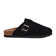 Klapki i japonki damskie - Zamszowe Klapki Chodaki Damskie Z Klamrą Big Star RR274A384 Czarne - miniaturka - grafika 1