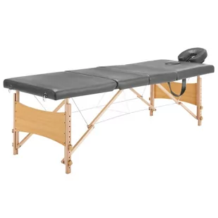 VidaXL Stół do masażu z 4 strefami, drewniana rama, antracyt, 186x68cm 110173         VidaXL - Stoły i łóżka do masażu - miniaturka - grafika 1
