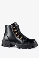 Botki damskie - Czarne botki workery damskie sznurowane Casu G22WX2-B-N-41 - miniaturka - grafika 1