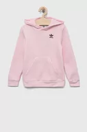 Bluzy dla dziewczynek - adidas Originals bluza dziecięca kolor różowy z kapturem gładka - miniaturka - grafika 1