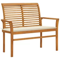 Ławki ogrodowe - vidaXL Ławka ogrodowa z kremową poduszką, 112 cm, lite drewno tekowe 3062651 - miniaturka - grafika 1
