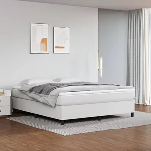 Lumarko Łóżko kontynentalne, białe, 160x200 cm, obite sztuczną skórą - Łóżka - miniaturka - grafika 1