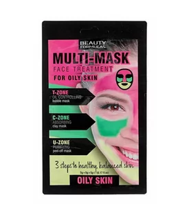 Beauty Formulas Multi Mask Face Treatment zabieg na twarz do cery tłustej 3x5g - Maseczki do twarzy - miniaturka - grafika 1