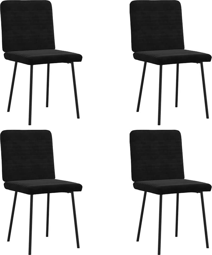 Krzesła stołowe, 4 szt., czarne, obite aksamitem