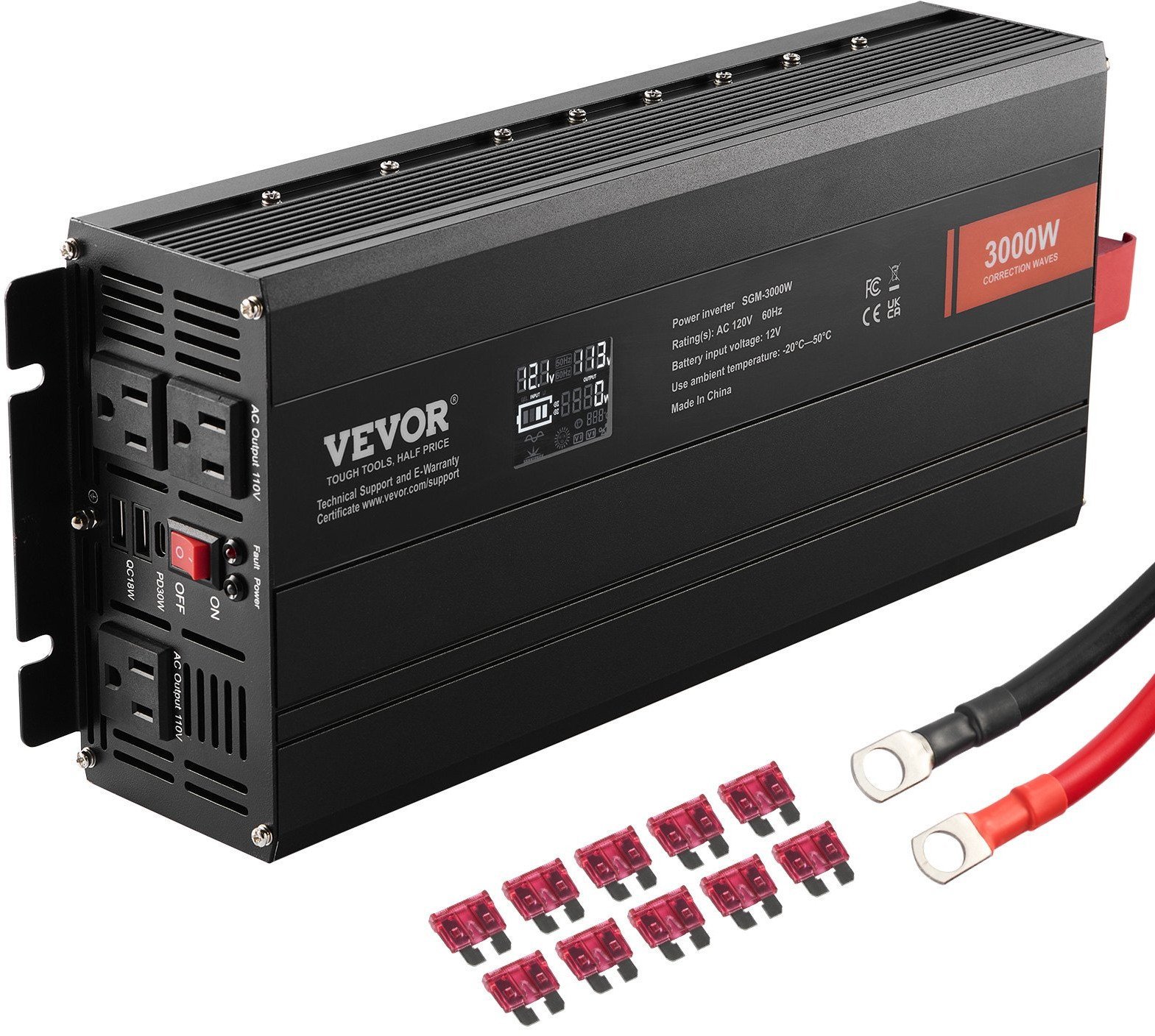 Przetwornica Vevor Falownik przetwornica inwerter czysta fala sinusoidalna 3000 W DC 12 V AC 230 V