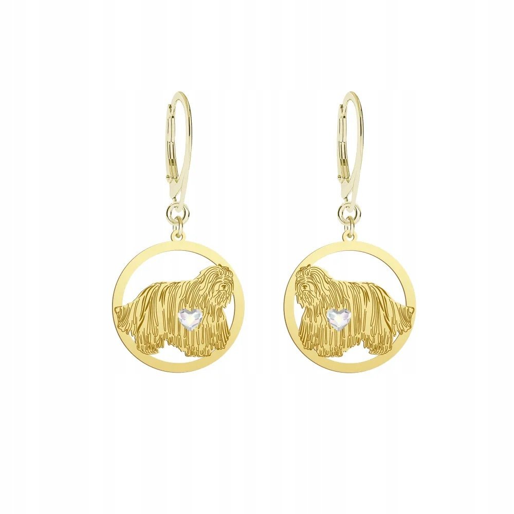 Kolczyki Złote z psem Owczarek z Bergamo 925 na biglu Biżuteria GRAWER