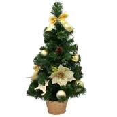 Choinki - Sztuczna choinka w doniczce ubrana złota 50 cm dekoracja świąteczna dekoracja bożonarodzeniowa - miniaturka - grafika 1