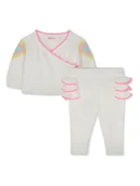 Kaftaniki dla niemowląt - Billieblush 2-częściowy zestaw w kolorze kremowym - miniaturka - grafika 1