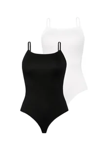 2 Pack Body Damskie Goffy Stringi Czarne/Białe - Bielizna nocna - miniaturka - grafika 1