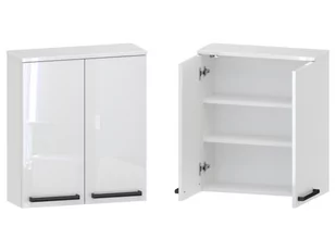 Szafka nad Pralkę ATH 60 cm 2D - Biały Wysoki Połysk - Uchwyty Czarne Matowe - Szafki łazienkowe - miniaturka - grafika 1