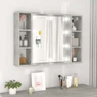 Toaletki - Lumarko Szafka z lustrem i lampkami LED, szarość betonu, 76x15x55 cm - miniaturka - grafika 1