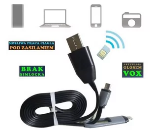 Podsłuch Otoczenia (cały świat!) Ukryty w Kablu USB (Android, iPhone, USB...) + VOX + GPS. - Podsłuchy - miniaturka - grafika 1