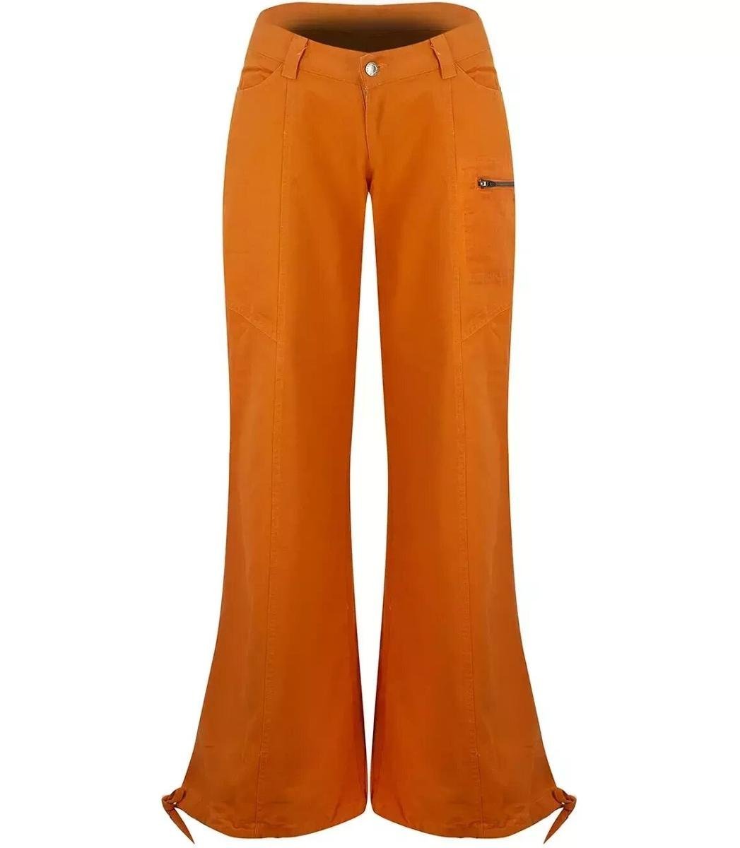 Damskie bojówki niski stan szerokie nogawki-S