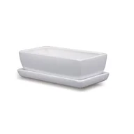 Donice - Donica ceramiczna Kaktusiarka Kwadrat Mały z podstawką J1500 29,5 x 13,5 cm biały - miniaturka - grafika 1