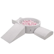 Suche baseny - KiddyMoon Piankowy plac zabaw PPZP-OK30D-114 z piłeczkami jasnoszary: pudrowy róż-perła-transparent basen 200/klin L/rampa L/półwałek L Zabawka plac.. - miniaturka - grafika 1