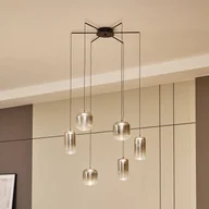 Lampy sufitowe - Lampa wisząca Lucande LED Avelina, dymny szary, 6-punktowa - miniaturka - grafika 1