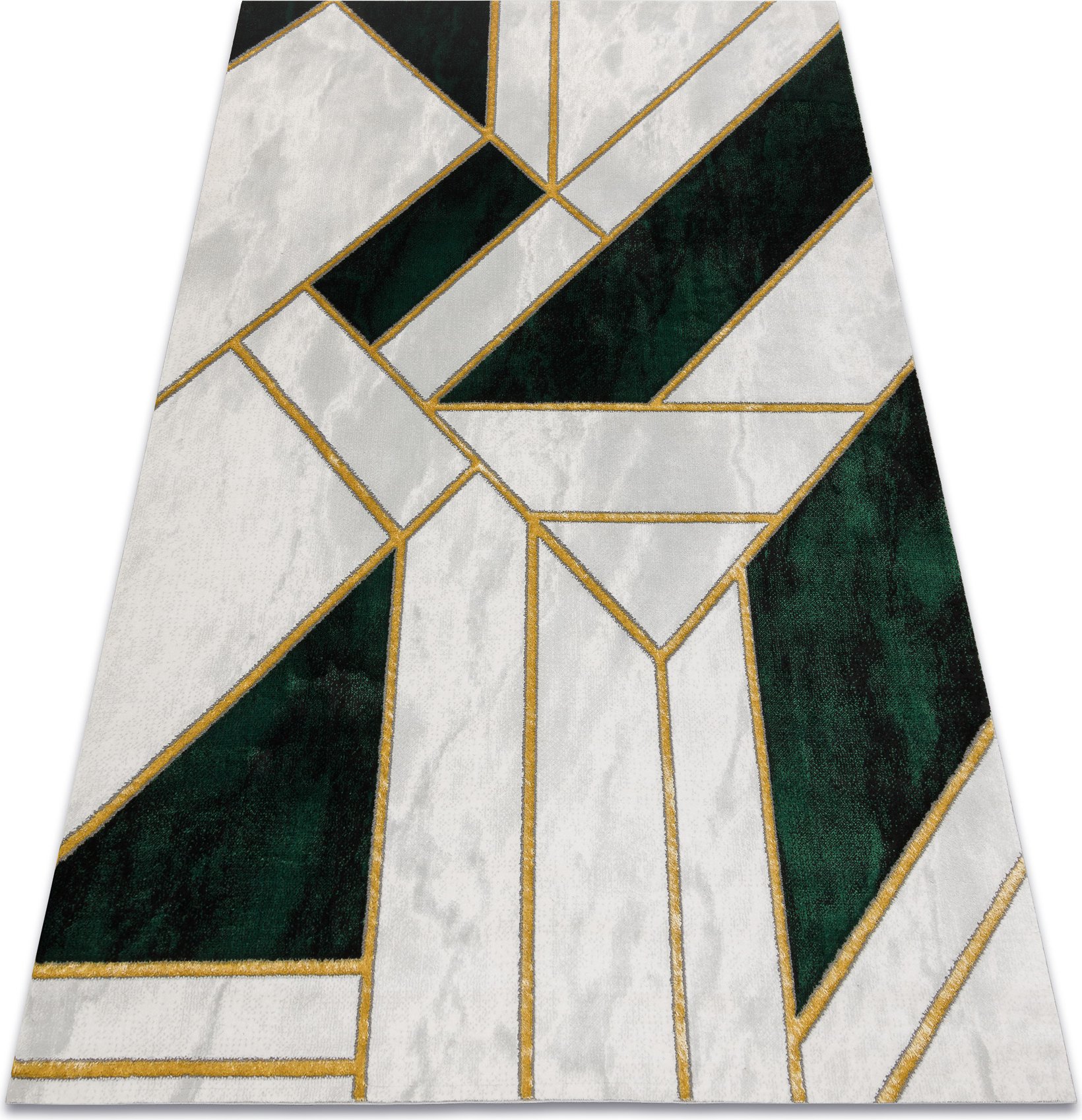 Dywan EMERALD ekskluzywny 1015 glamour, stylowy marmur, geometryczny butelkowa zieleń / złoty zielony 160x220 cm