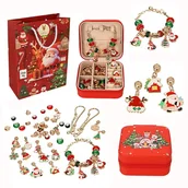 Biżuteria dla dzieci - ZESTAW DO ROBIENIA BRANSOLETEK BIŻUTERII KORALIKI CHARMS ZAWIESZKI ŚWIĄTECZNE MIKOŁAJKI BOŻE NARODZENIE - miniaturka - grafika 1
