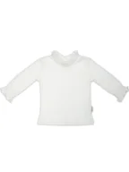 Bluzki damskie - Dziewczęca bluzka bawełniana na długi rękaw prążek kremowa Nicol,r.86 - miniaturka - grafika 1