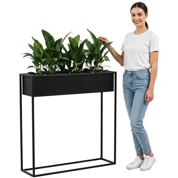 Kwietnik Loft Metalowy Stojący Stojak Na Kwiaty Czarny 80cm Produkt Polski