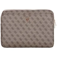 Torby na laptopy - Torba Guess Sleeve 14" 4G Zipper Pocket Triangle Logo brązowy - miniaturka - grafika 1