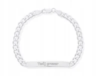 Bransolety męskie - Bransoletka Męska Srebrna Gładka Blaszka + Grawer pr. 925 dł. 21 cm - miniaturka - grafika 1