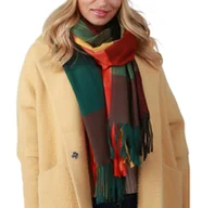 Apaszki i szaliki damskie - Damski szalik w kratę Chusta SZAL frędzle wz7 - miniaturka - grafika 1