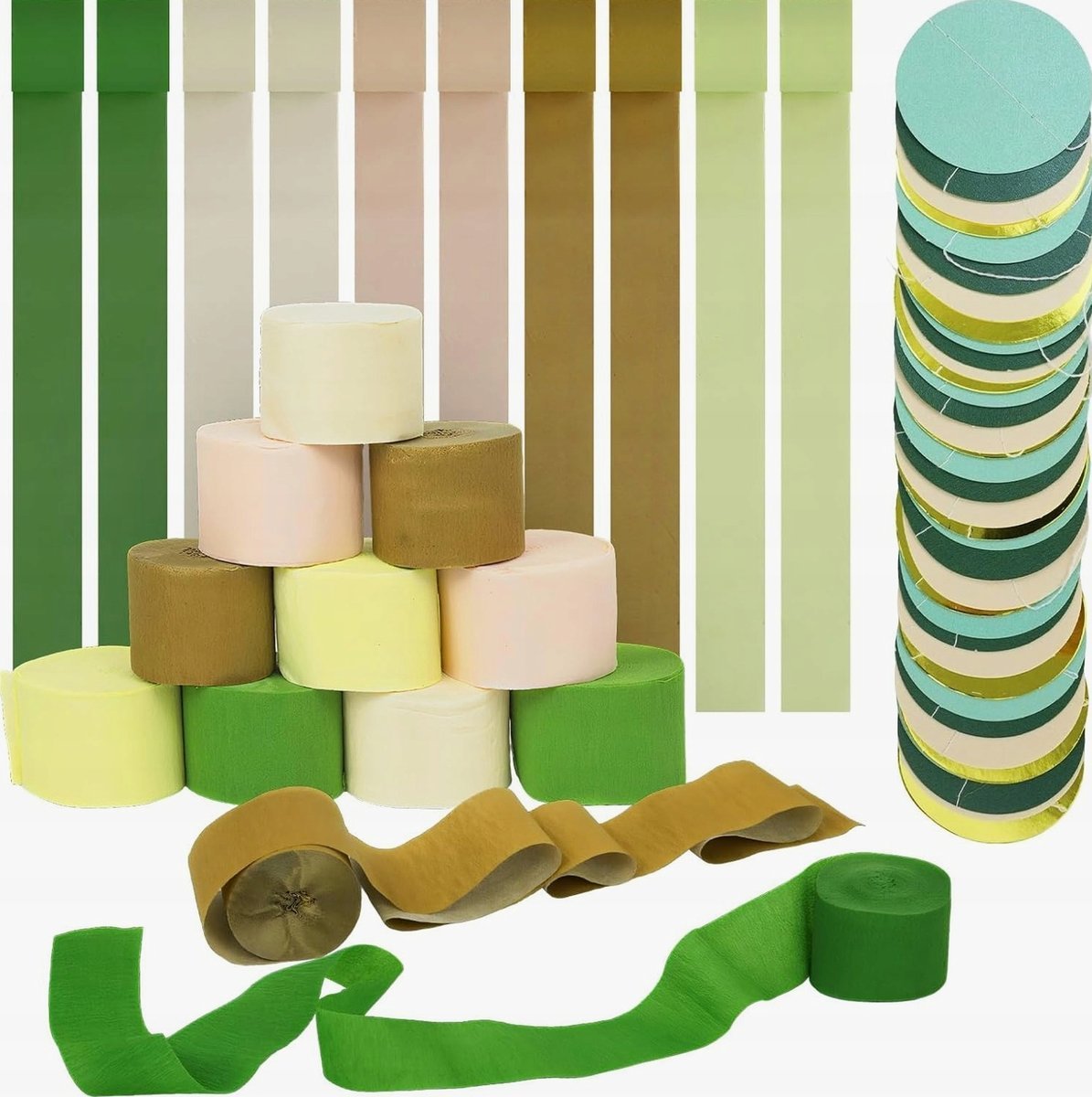 KREPA KWIATOWA 45CM X 25M ZIELONA KHAKI 10 ROLEK KREPINA PAPIER WSTĄŻKA