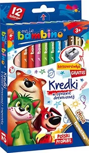 St.Majewski, kredki Bambino w drewnie, 12 kolorów + metalowa temperówka - Kredki, ołówki, pastele i pisaki - miniaturka - grafika 1