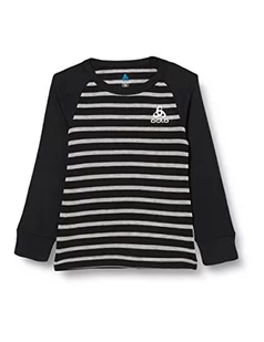 Odlo Męski T-shirt Bl Top Crew Neck L/S Active Warm Eco Kids Stripes czarny Black - Grey Melange 140 159409 - Koszulki męskie - miniaturka - grafika 1
