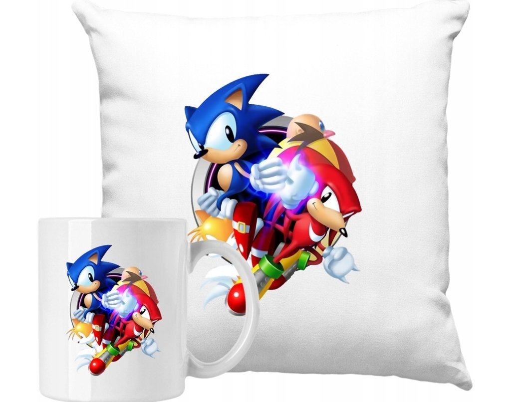 ZESTAW PODUSZKA + KUBEK Bajka Sonic Pomysł Na Prezent +IMIĘ #2