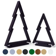 Ozdoby bożonarodzeniowe - Choinka drewniana dekoracja zestaw 2 szt. - 55 oraz 38 cm, czarna, świąteczna ozdoba, figurka - miniaturka - grafika 1