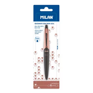 Długopis Milan Capsule Copper Black Niebieski Na Blistrze - Przybory szkolne - miniaturka - grafika 1