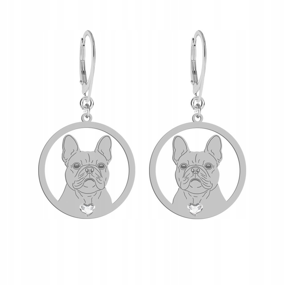 Kolczyki Srebrne Bulldog Francuski 925 Biżuteria Prezent GRAWER GRATIS