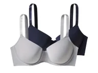 Biustonosze - esmara® Biustonosze damskie z biobawełną, 2 sztuki (Granatowy/szary, 85D) - miniaturka - grafika 1