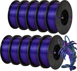 filament do drukarek 3D, Silk PLA, waga 10 kg, czarny niebieski fioletowy - Filamenty i akcesoria do drukarek 3D - miniaturka - grafika 1