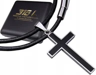 Naszyjniki - GRUBY RZEMIEŃ RZEMYK NA SZYJĘ + KRZYŻYK ZESTAW - miniaturka - grafika 1