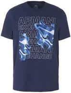 Koszulki męskie - Armani Exchange Męski T-Shirt Regular Fit Large Logo Graphic Tee, granatowy blezer, L - miniaturka - grafika 1
