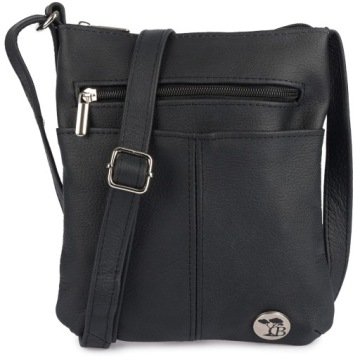 Skórzana torebka mała listonoszka wizytowa damska czarna Beltimore A33